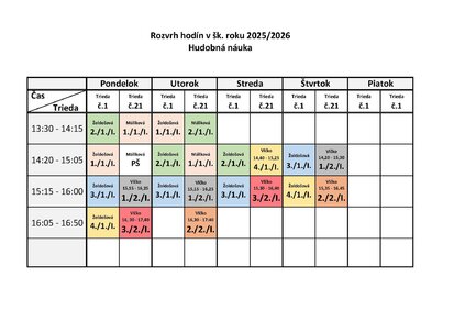 Rozvr hodín - HUDOBNÁ NÁUKA